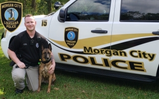 k9 officer Ryan Aucoin and K9 Lady